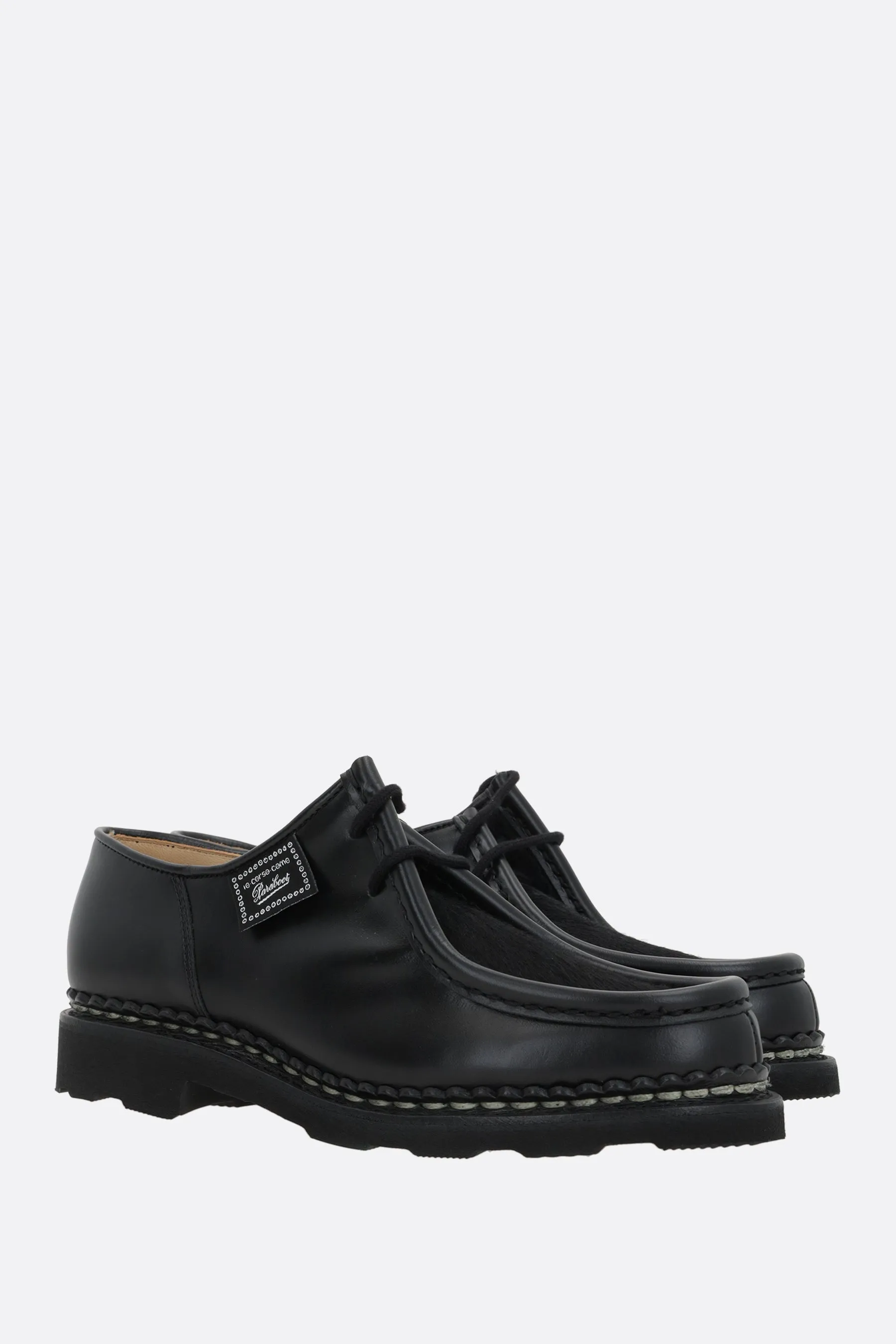 Michael/Griff derby shoes in smooth leather and calf hair