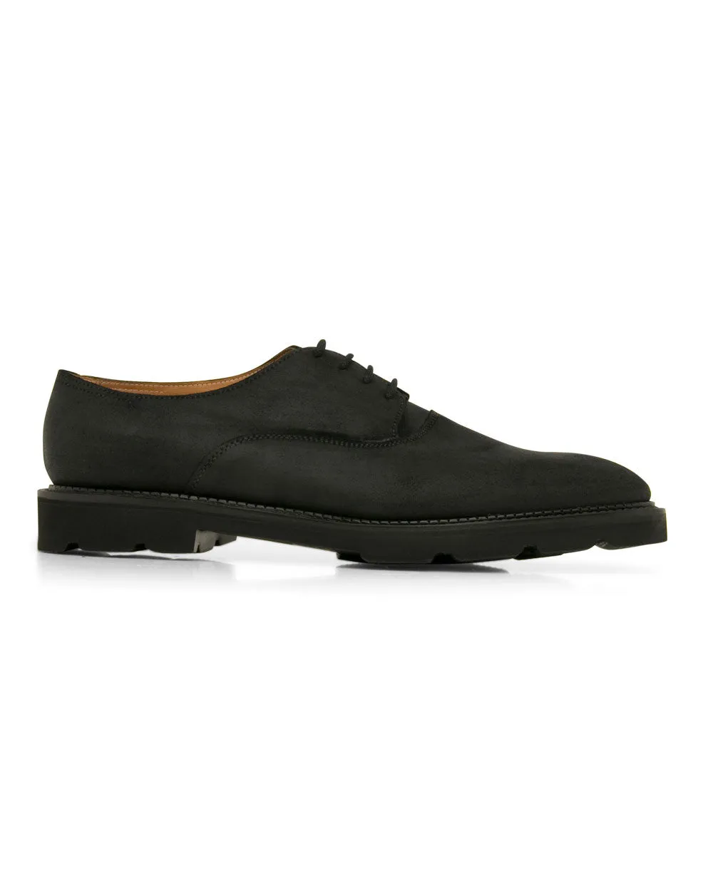 Milton Waxed Suede Derby in Black