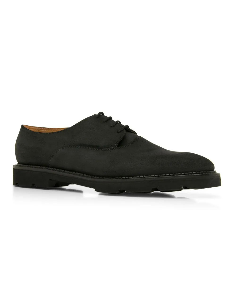 Milton Waxed Suede Derby in Black