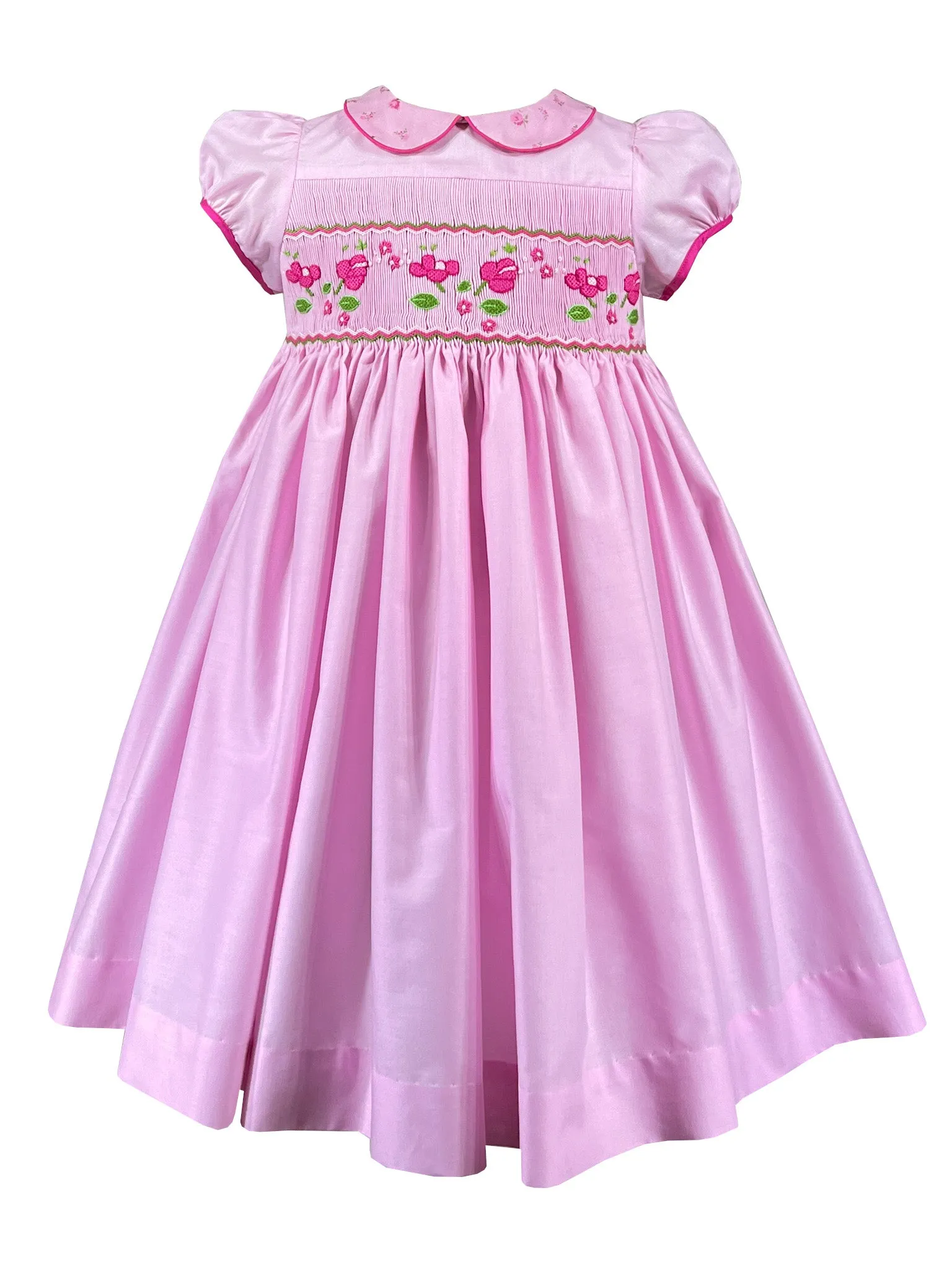 Mirthful Pink Garden : Cerise Smocked Dress