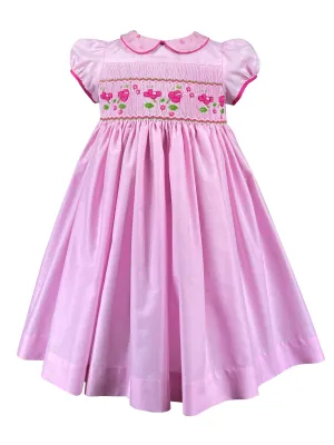 Mirthful Pink Garden : Cerise Smocked Dress