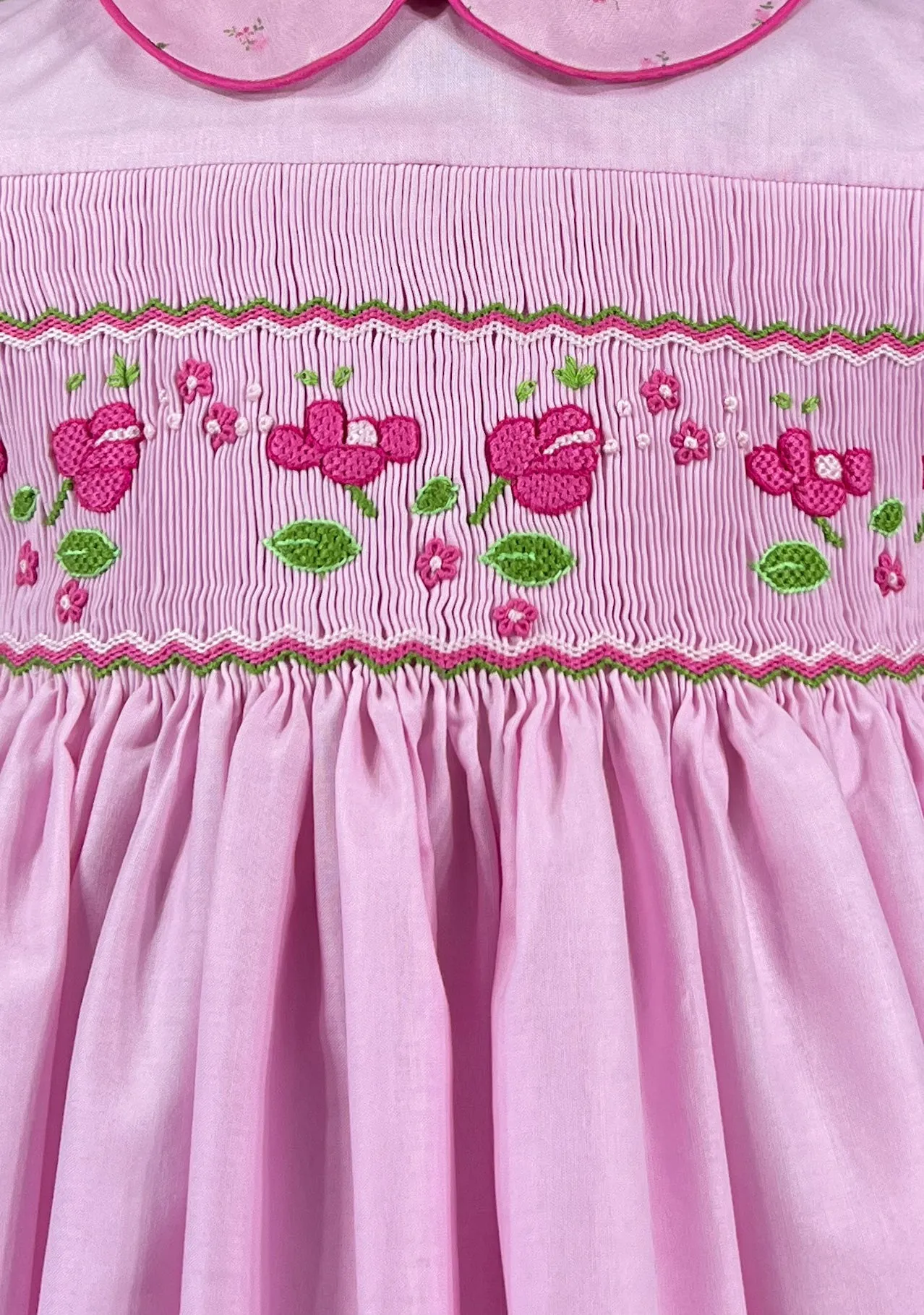 Mirthful Pink Garden : Cerise Smocked Dress