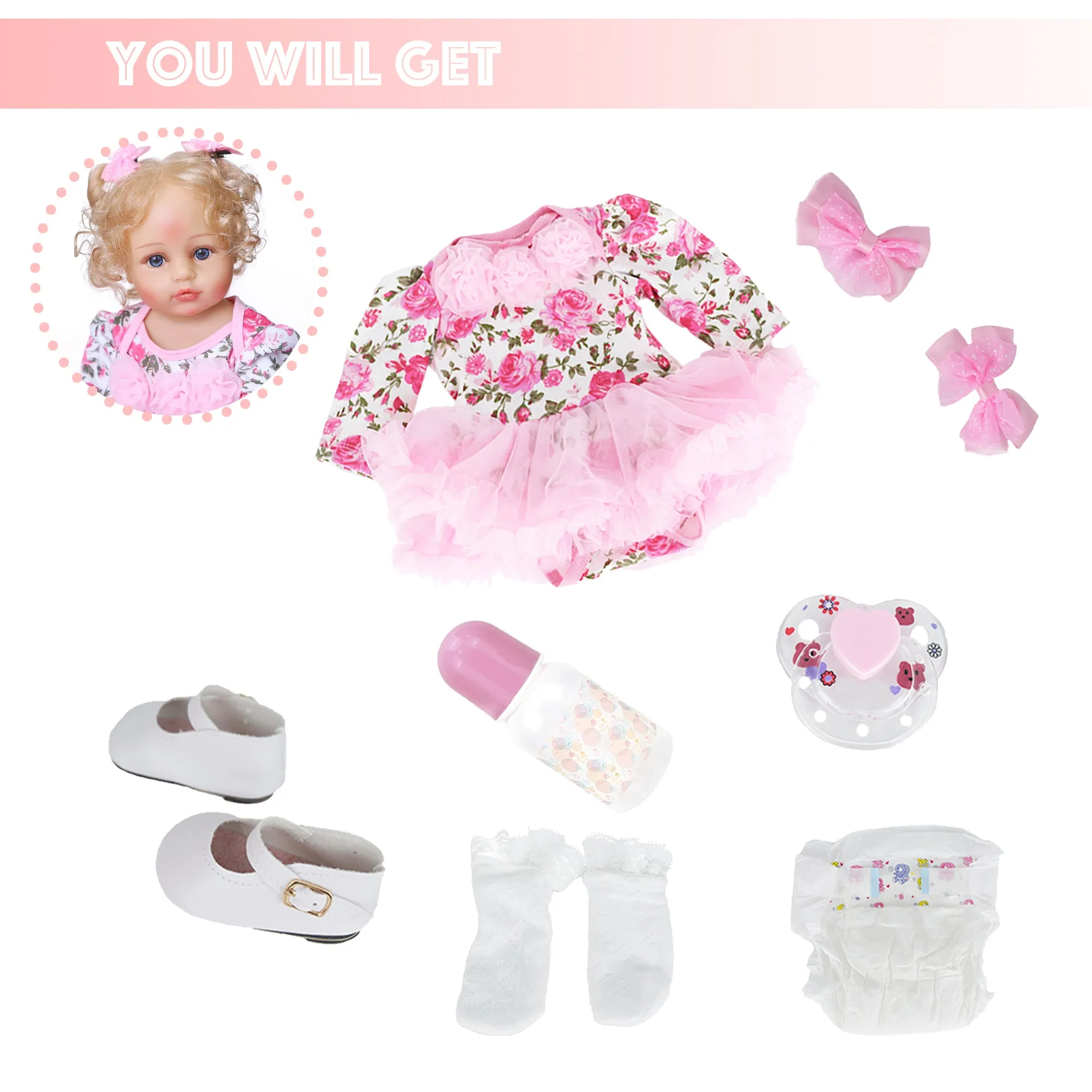 MNMJ Lifelike Reborn Baby Dolls - 22-inch Soft Body Realistic Newborn Baby Dolls Silicone Full Body Real Life Baby Dolls with Feeding Kit Toys Accessories for Ages 3  Year old Girls or Collection