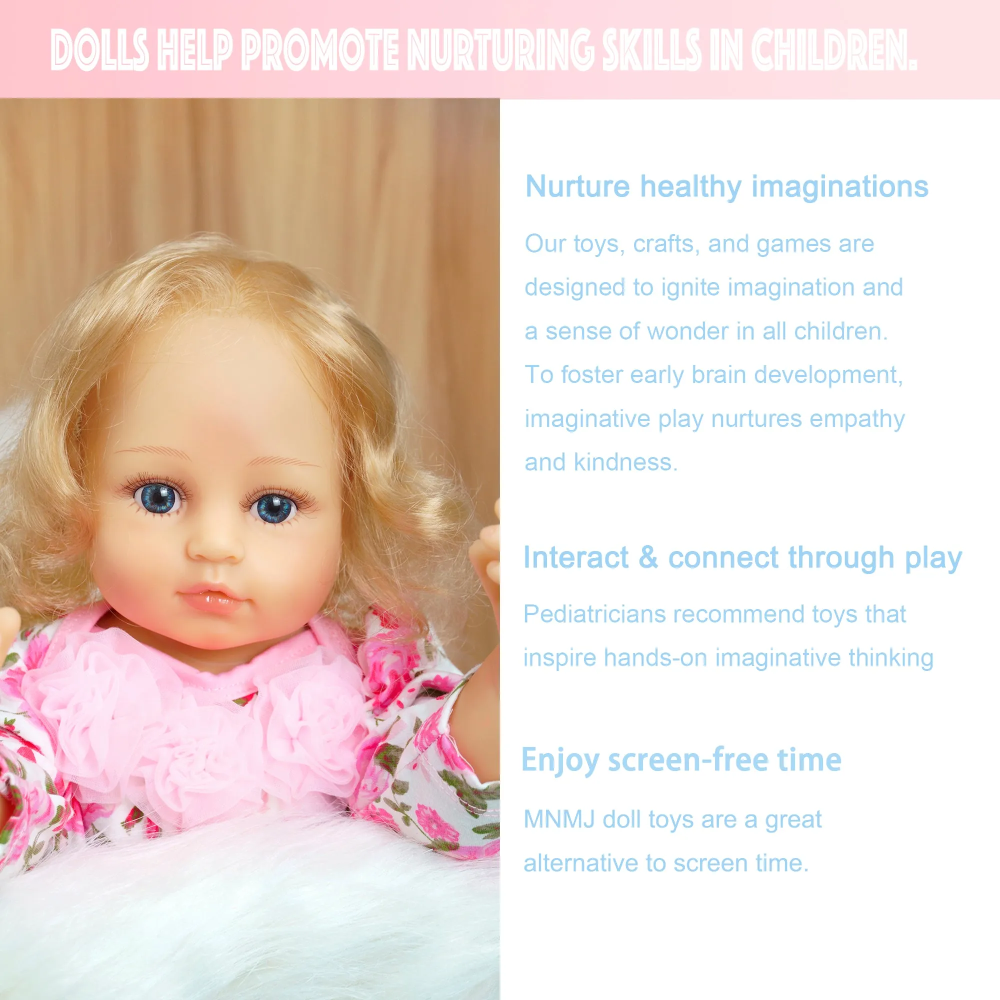 MNMJ Lifelike Reborn Baby Dolls - 22-inch Soft Body Realistic Newborn Baby Dolls Silicone Full Body Real Life Baby Dolls with Feeding Kit Toys Accessories for Ages 3  Year old Girls or Collection