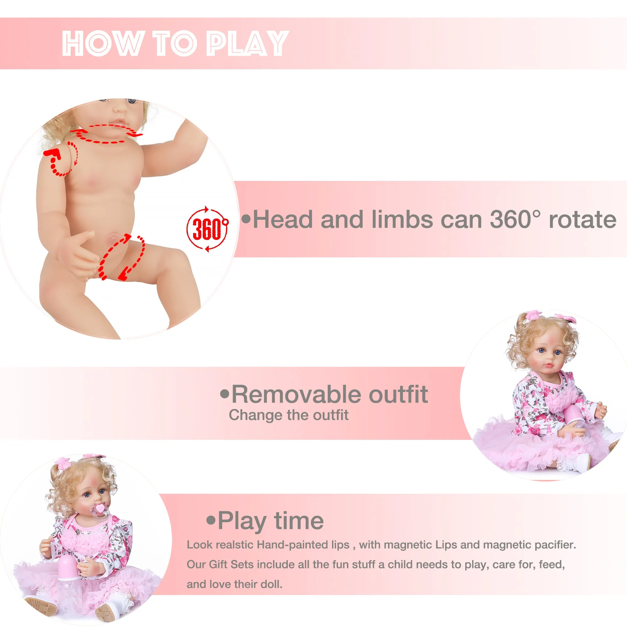 MNMJ Lifelike Reborn Baby Dolls - 22-inch Soft Body Realistic Newborn Baby Dolls Silicone Full Body Real Life Baby Dolls with Feeding Kit Toys Accessories for Ages 3  Year old Girls or Collection
