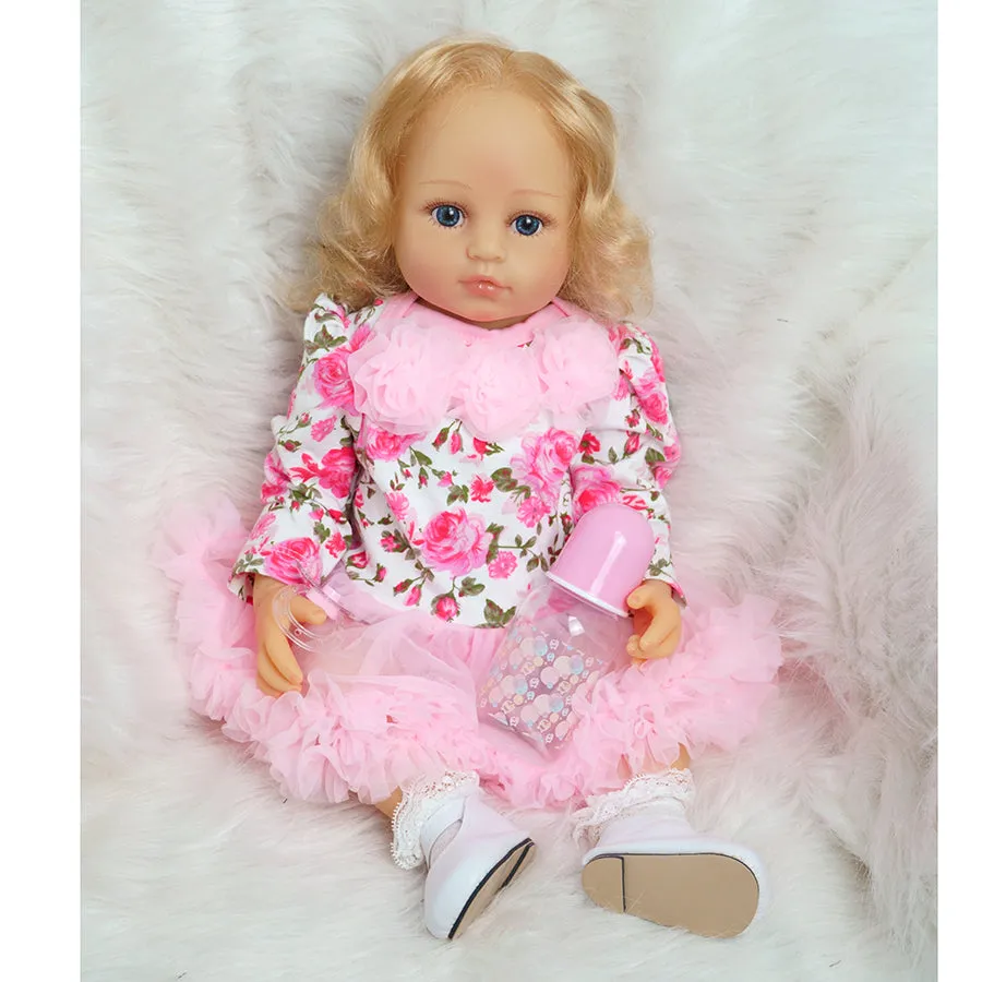 MNMJ Lifelike Reborn Baby Dolls - 22-inch Soft Body Realistic Newborn Baby Dolls Silicone Full Body Real Life Baby Dolls with Feeding Kit Toys Accessories for Ages 3  Year old Girls or Collection