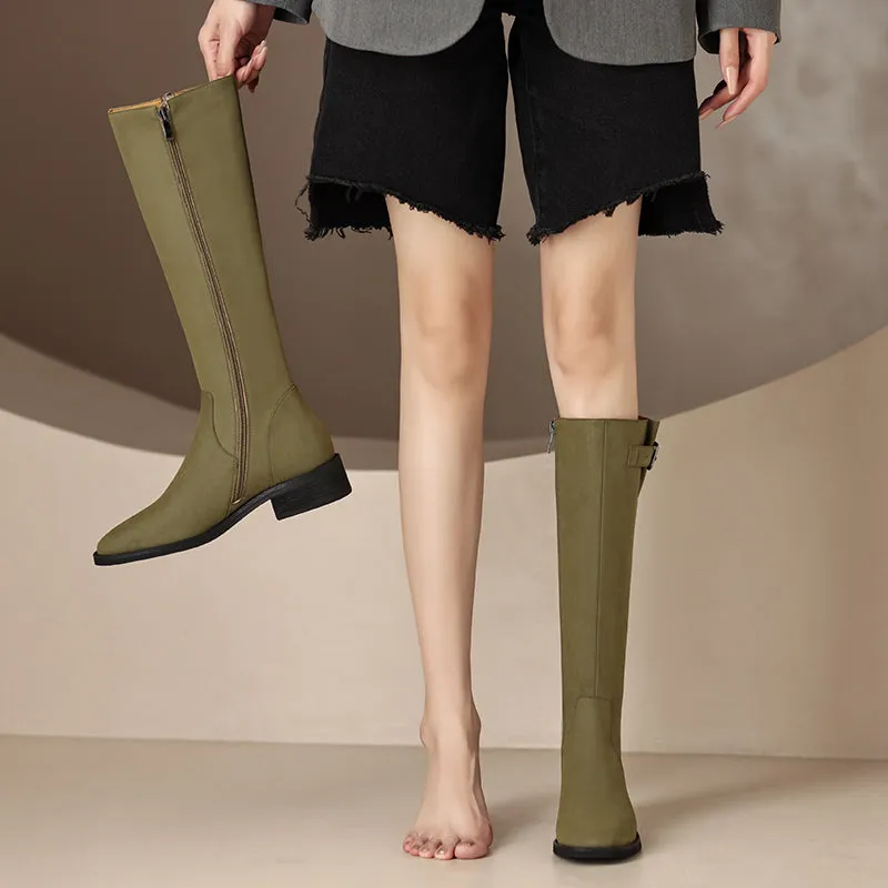 Nahla Green Knee High Boots Leather