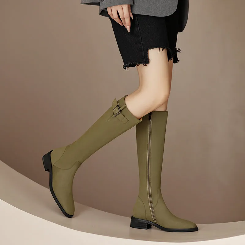 Nahla Green Knee High Boots Leather
