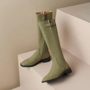 Nahla Green Knee High Boots Leather