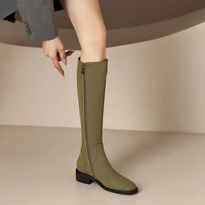 Nahla Green Knee High Boots Leather