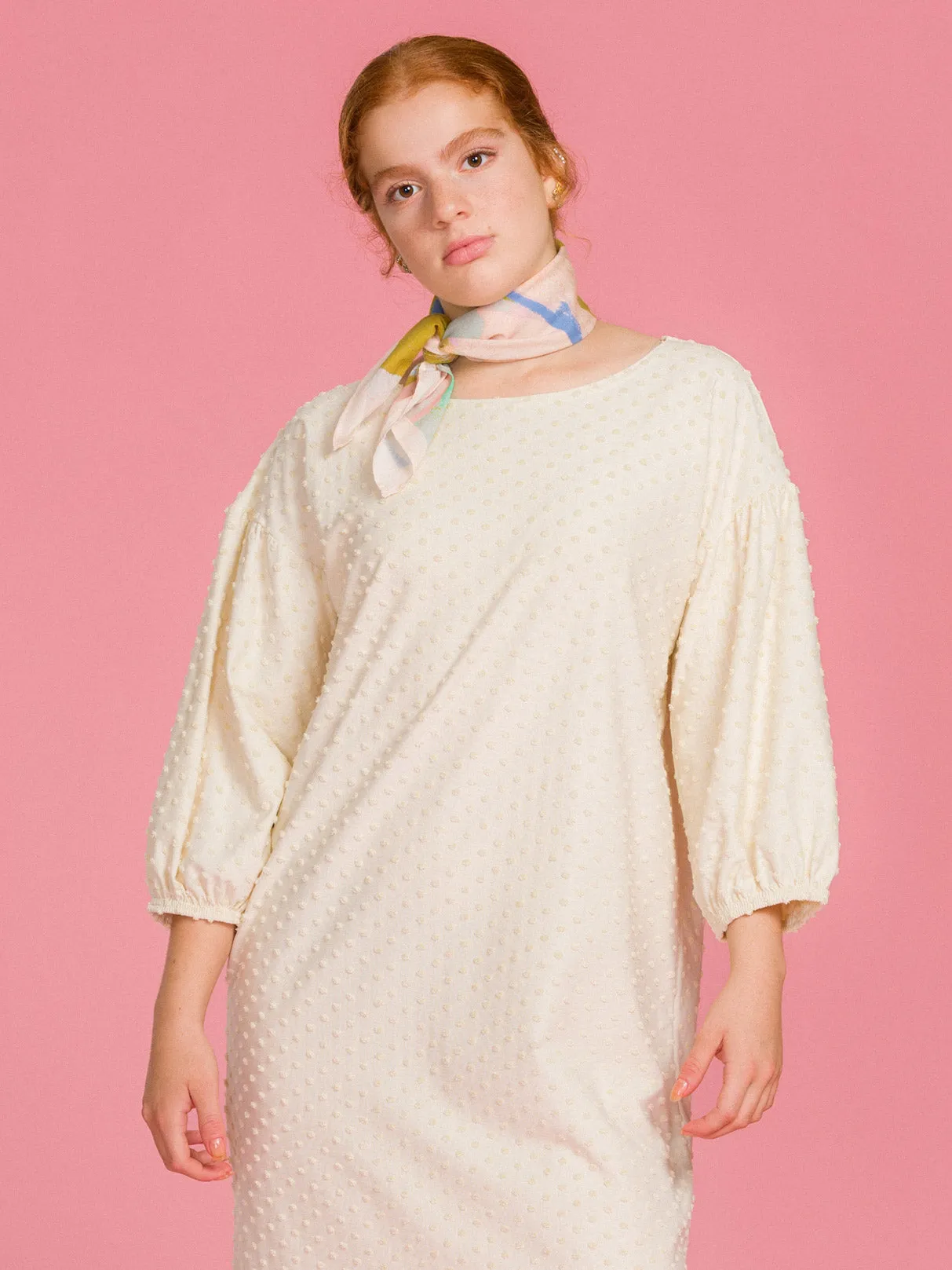 Nancy Dress Creme Dot