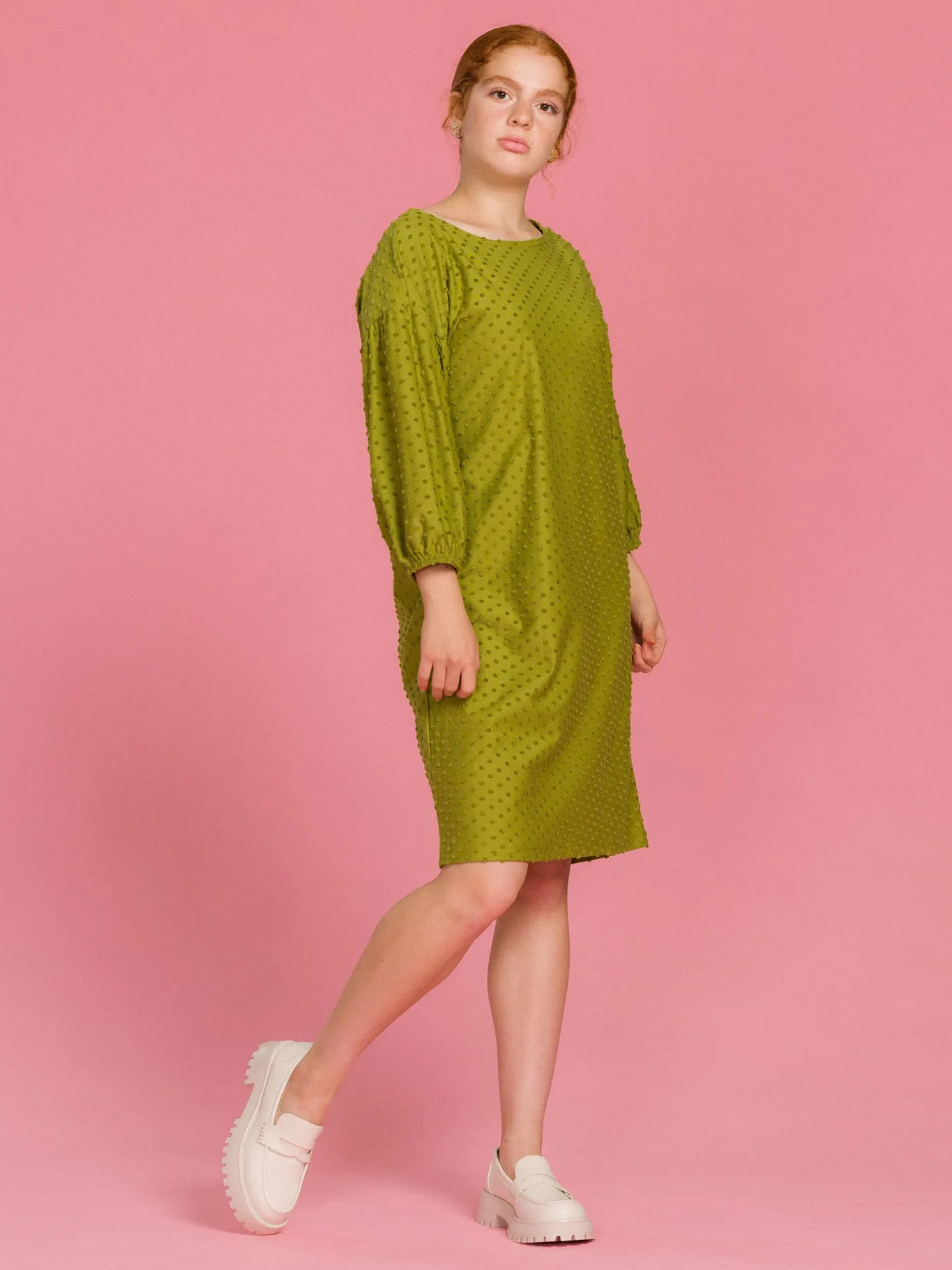 Nancy Dress Olive Dot