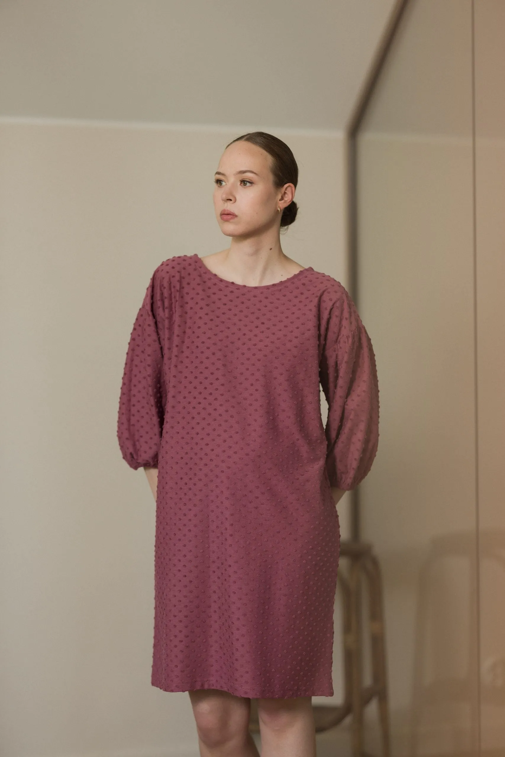 Natalia Dress Rose Brown Dot