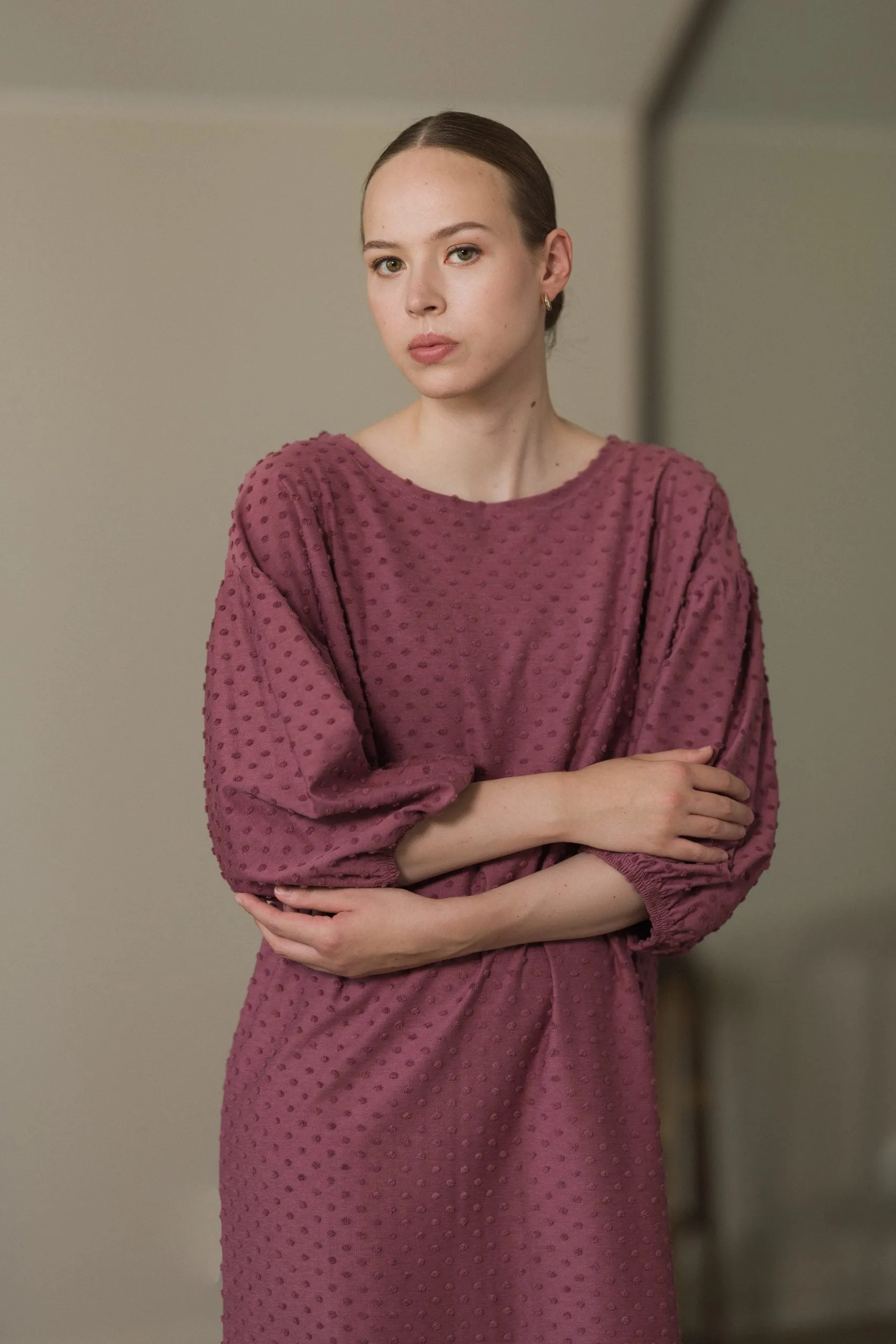 Natalia Dress Rose Brown Dot