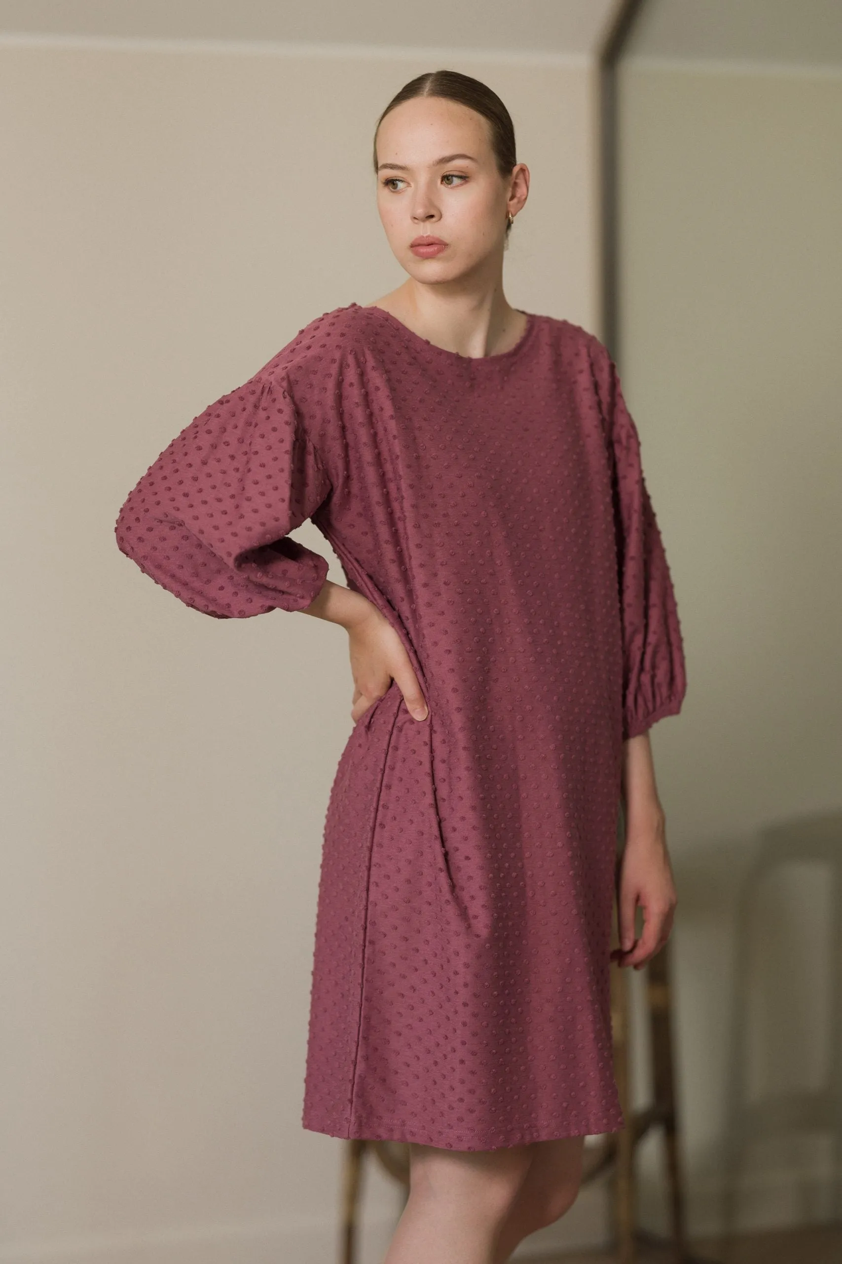 Natalia Dress Rose Brown Dot
