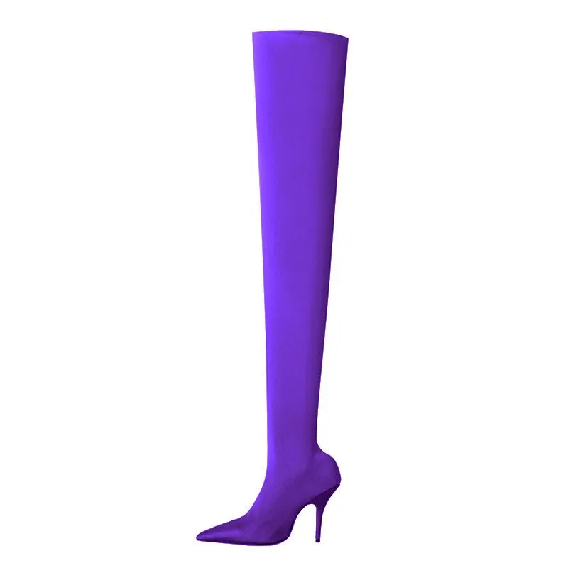 NELLE Super Pointed Toe Basic Over The Knee Sock Boots