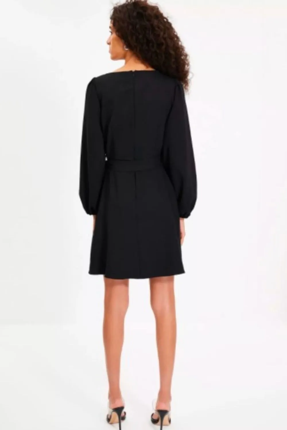 Not Again Round Neckline Full Sleeve Black Dress