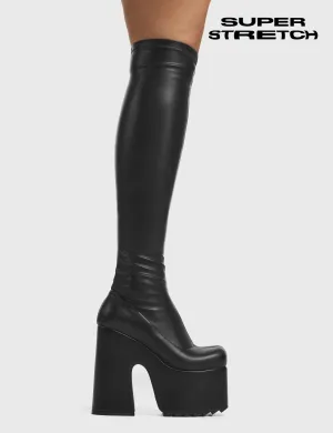 Not Ready Super Stretchy Chunky Platform Thigh High Boots