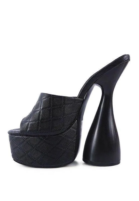 Oomph Quilted High Heeled Platform Sandals
