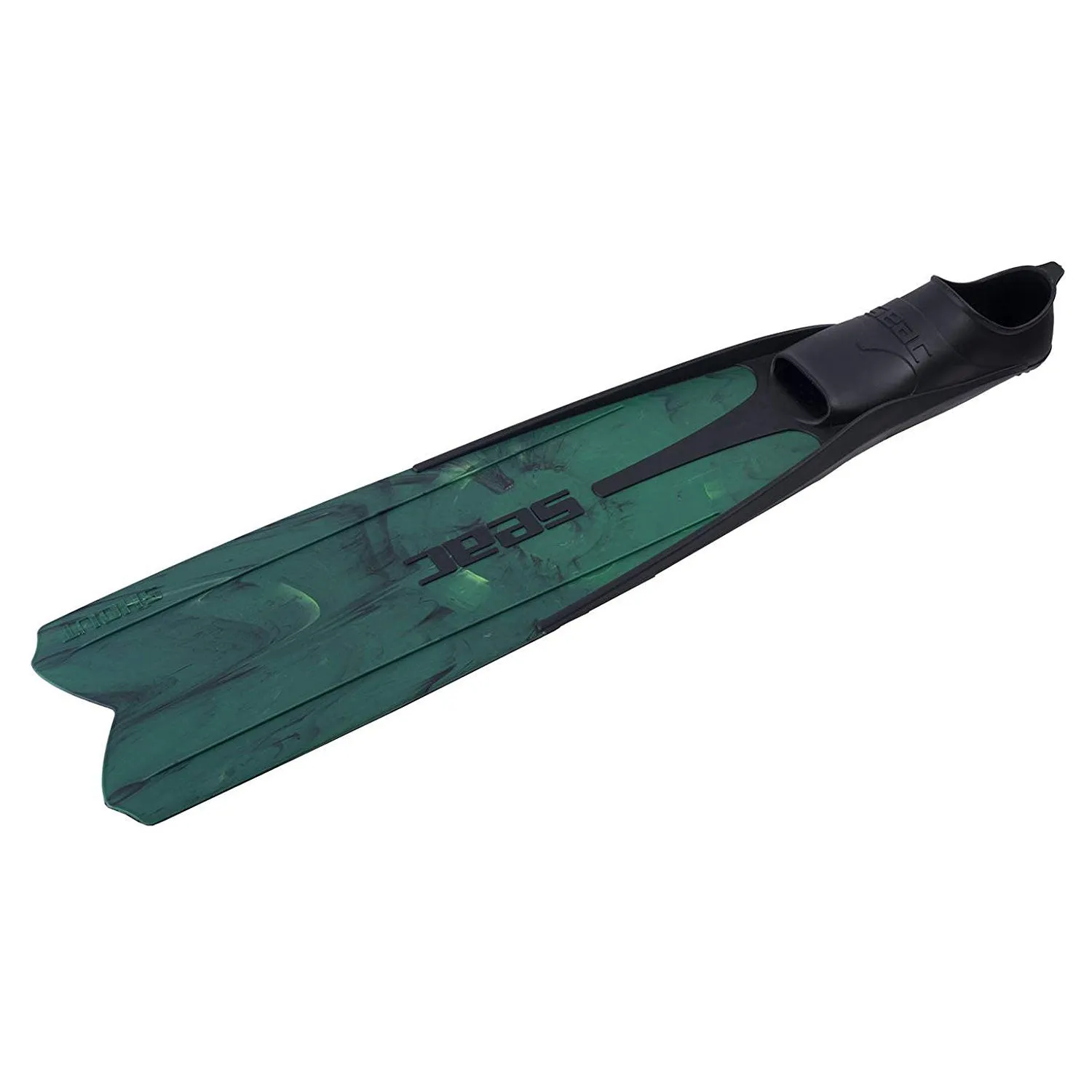 Open Box Seac Shout Camo Long Free Diving Soft and Powerful Fins for Spearfishing, Green, Size: 39/40 EU (6.5-7)