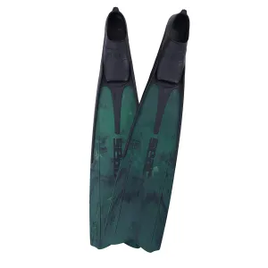 Open Box Seac Shout Camo Long Free Diving Soft and Powerful Fins for Spearfishing, Green, Size: 39/40 EU (6.5-7)