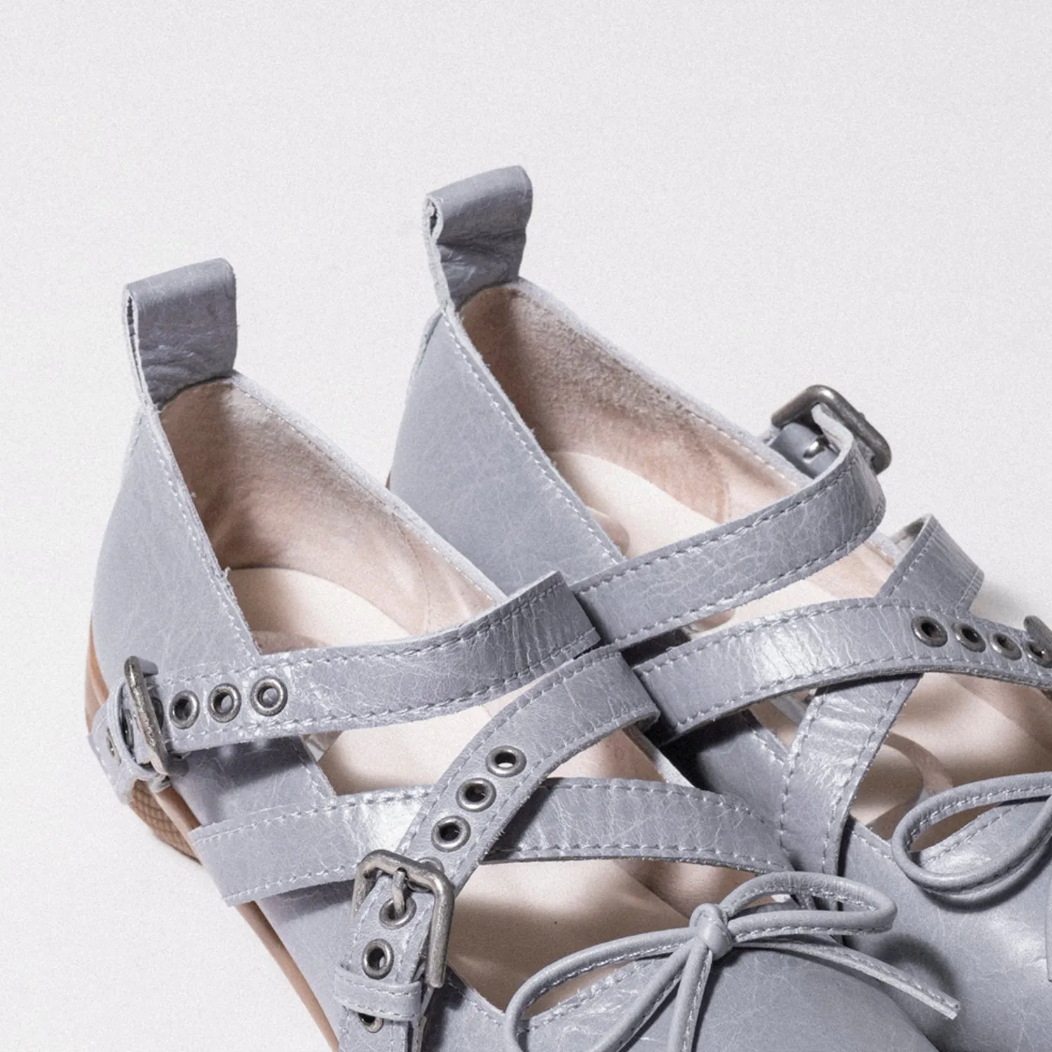 [OPEN YY] CROSS BUCKLE BALLET FLATS _ BLUE