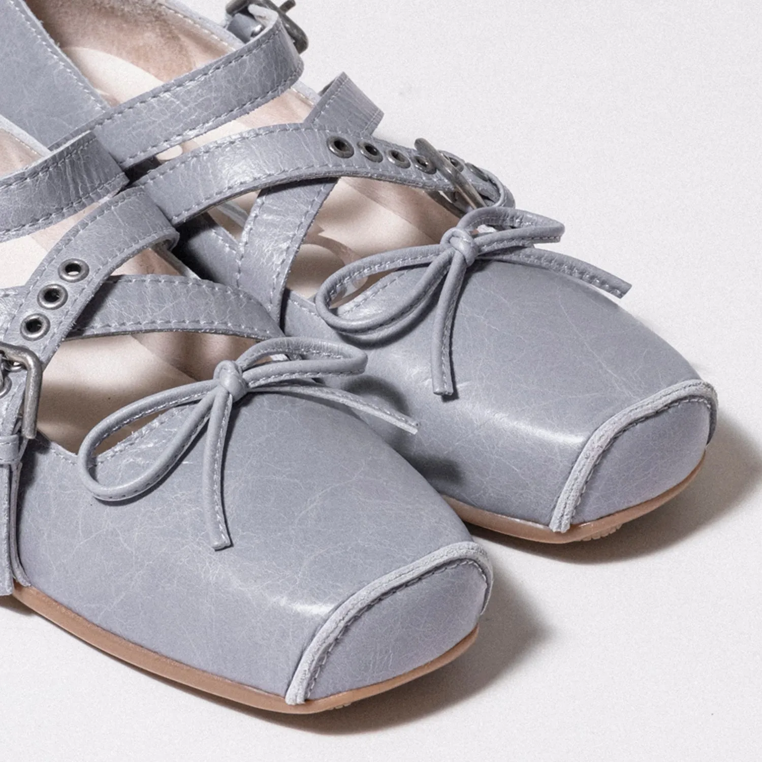 [OPEN YY] CROSS BUCKLE BALLET FLATS _ BLUE