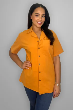 Orange Cotton Relaxed Fit Shirt