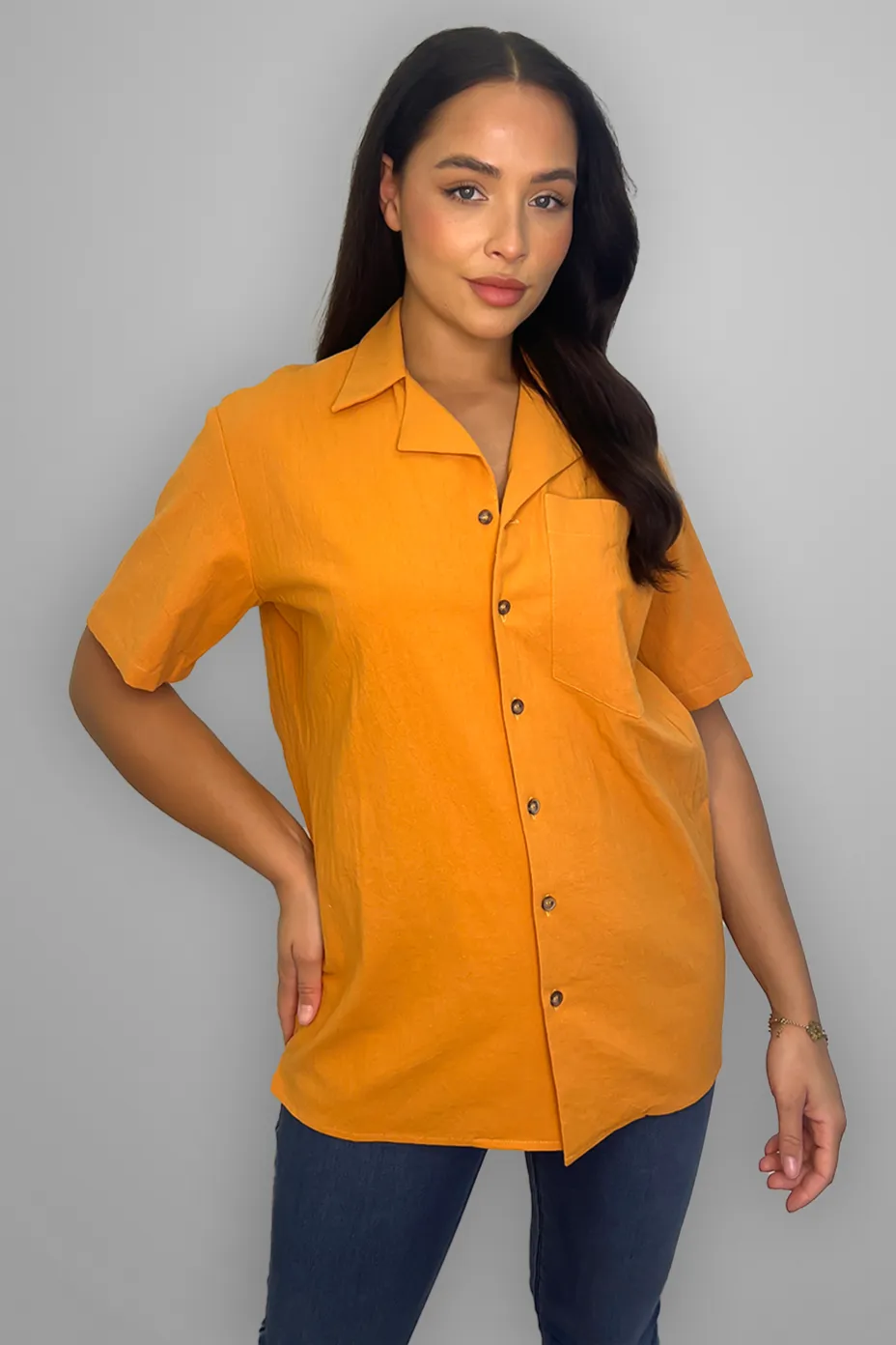 Orange Cotton Relaxed Fit Shirt