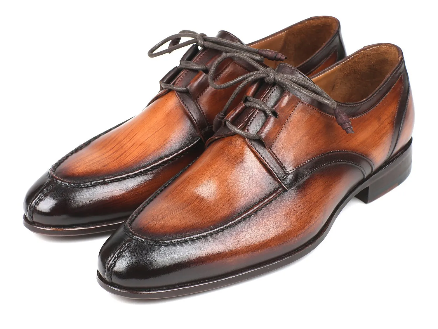 Paul Parkman Ghillie Lacing Brown Burnished Dress Shoes (ID#GU567BRW)