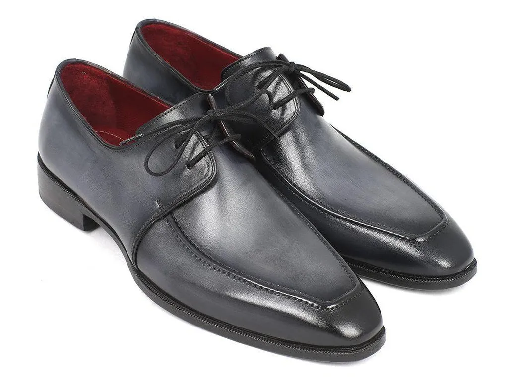 Paul Parkman Gray & Black Apron Derby Shoes for Men (ID#13SX51)