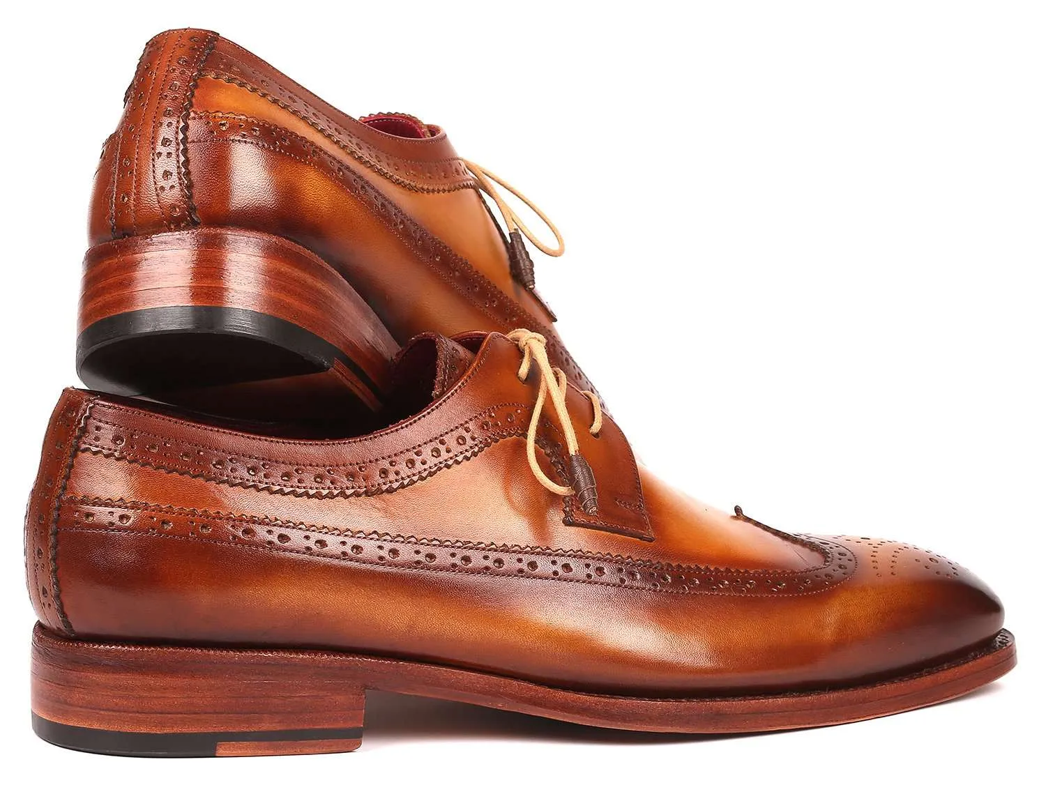 Paul Parkman Handmade Camel Wingtip Derby Shoes