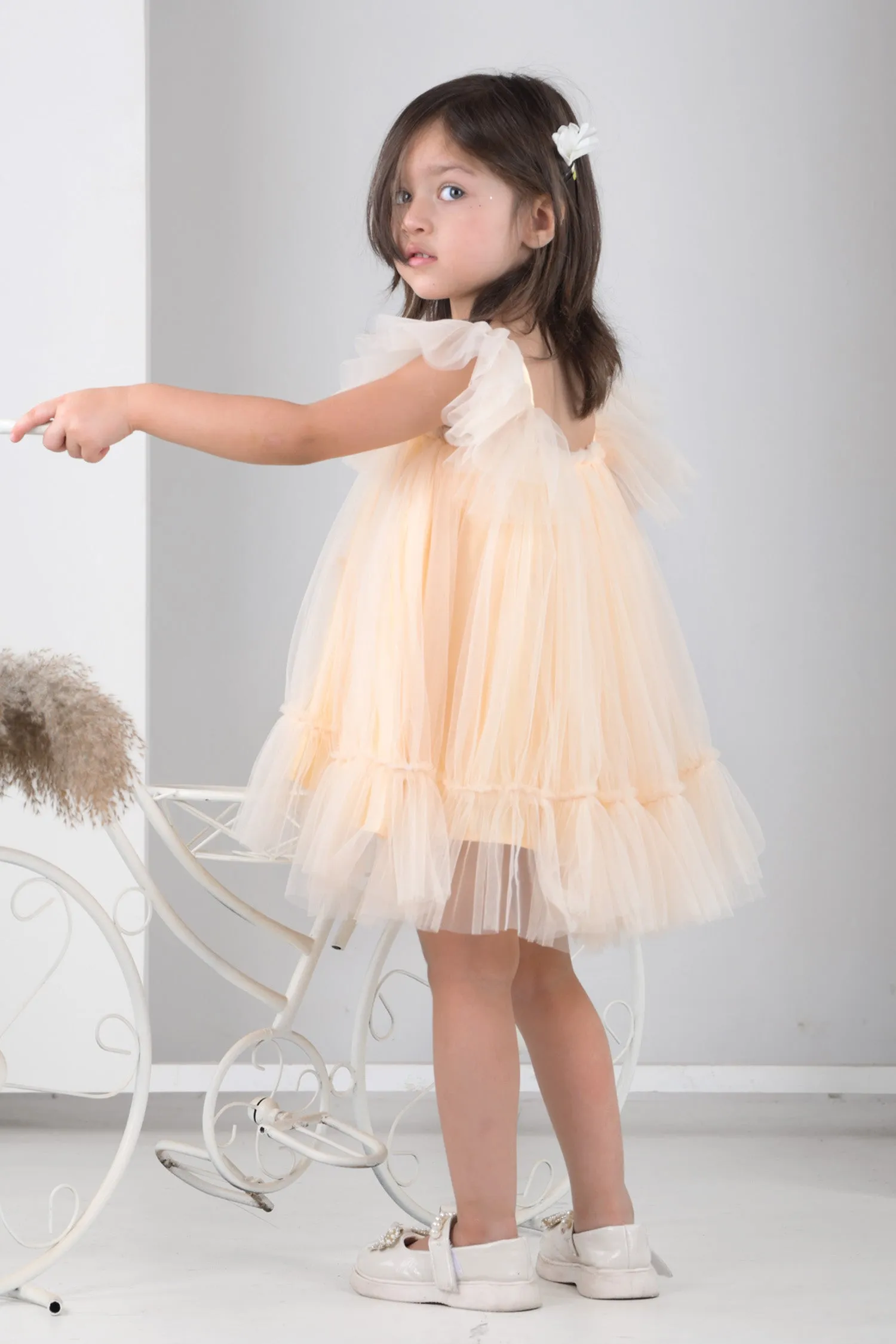 Peachy Petal Flutter Dress