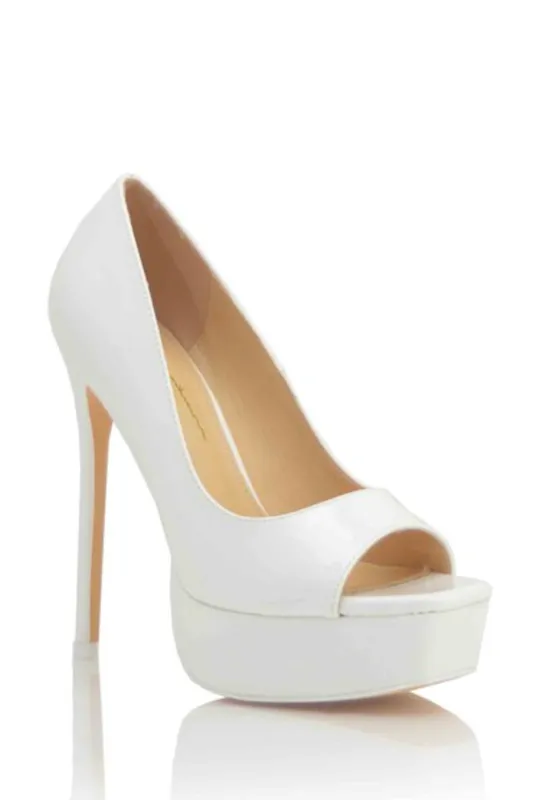 Peep Square Toe Platform Heel Shoe