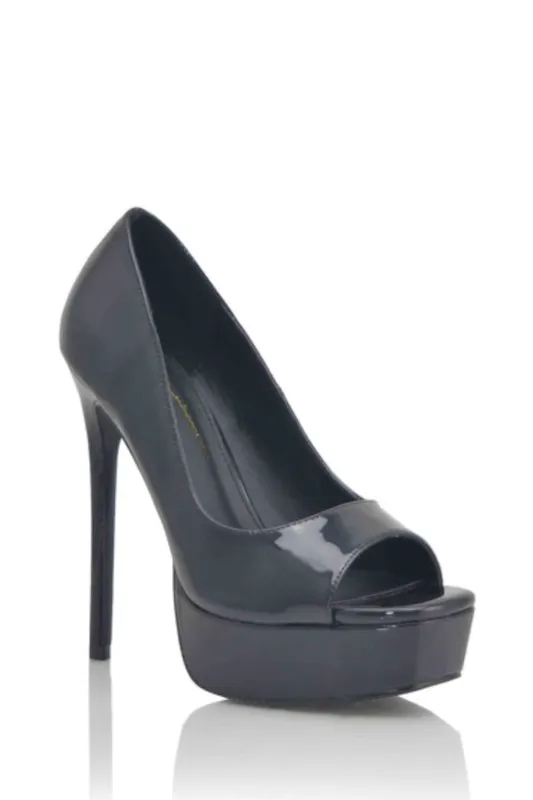 Peep Square Toe Platform Heel Shoe