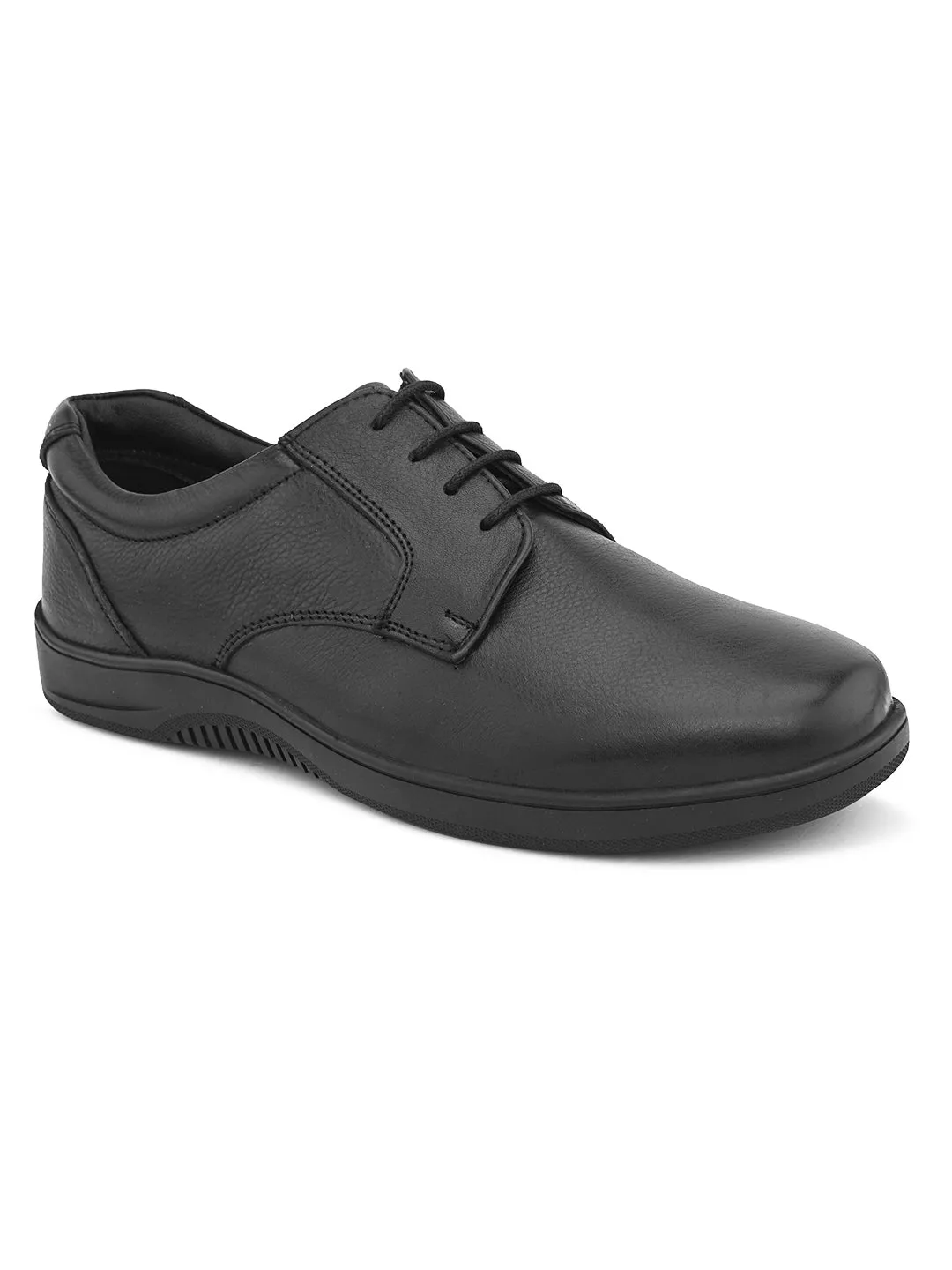 Pelle Albero Men's Derby Dress Shoes, Black Leather Formal Oxfords | Black Leather Lace-Up Dress Shoes for Men, Classic Wingtip Oxfords