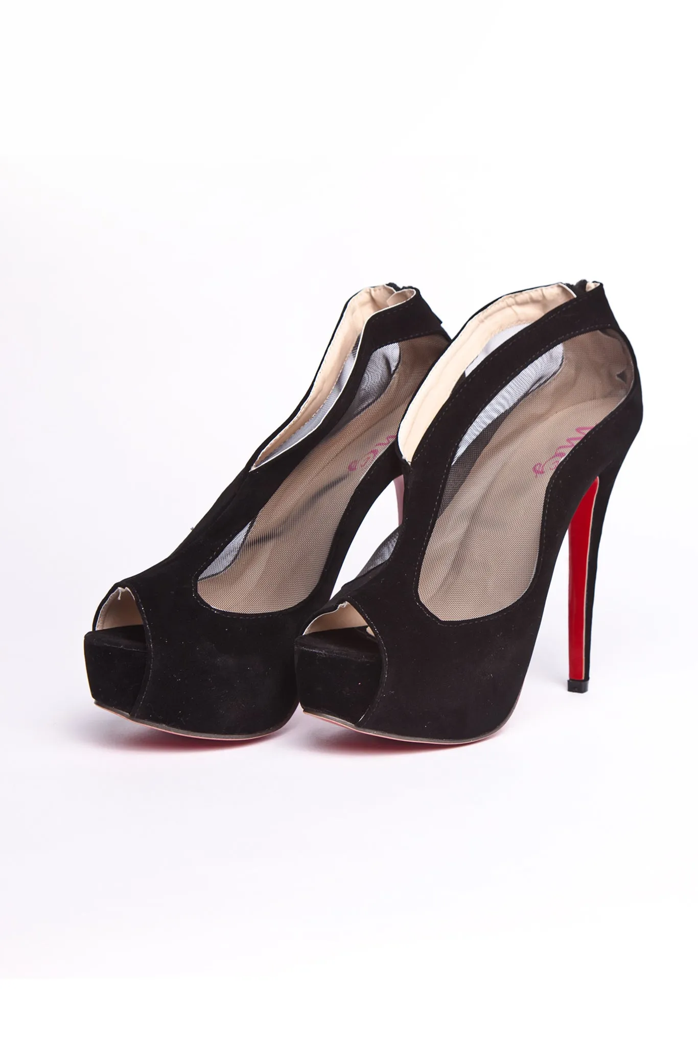 Penelope - Black Mesh Heels