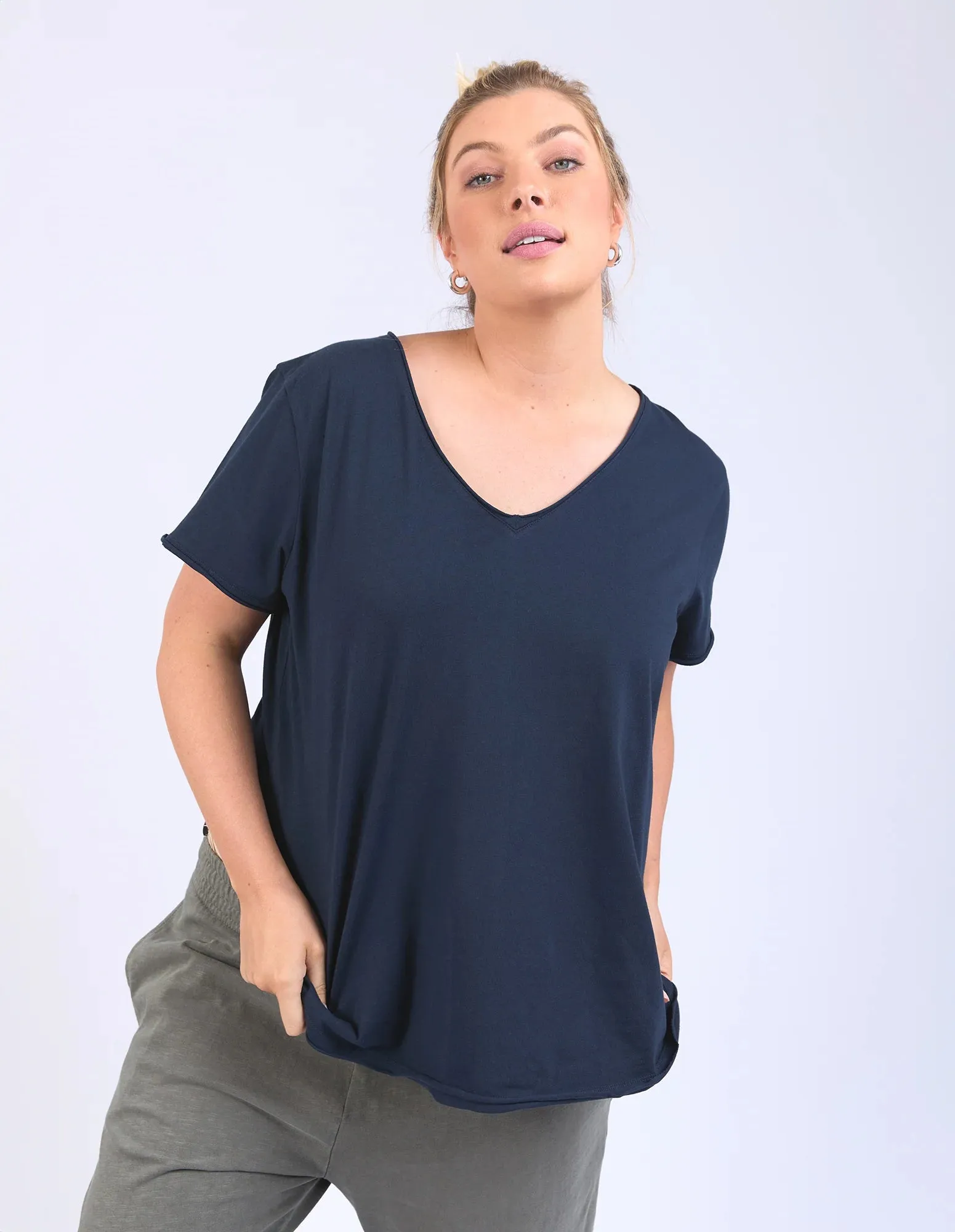 Pima V Tee - Navy (Plus Size)