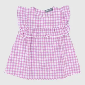 Pink Checkered Sleeveless Dress