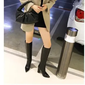 Pointed Super High Heel Snake Boots Women