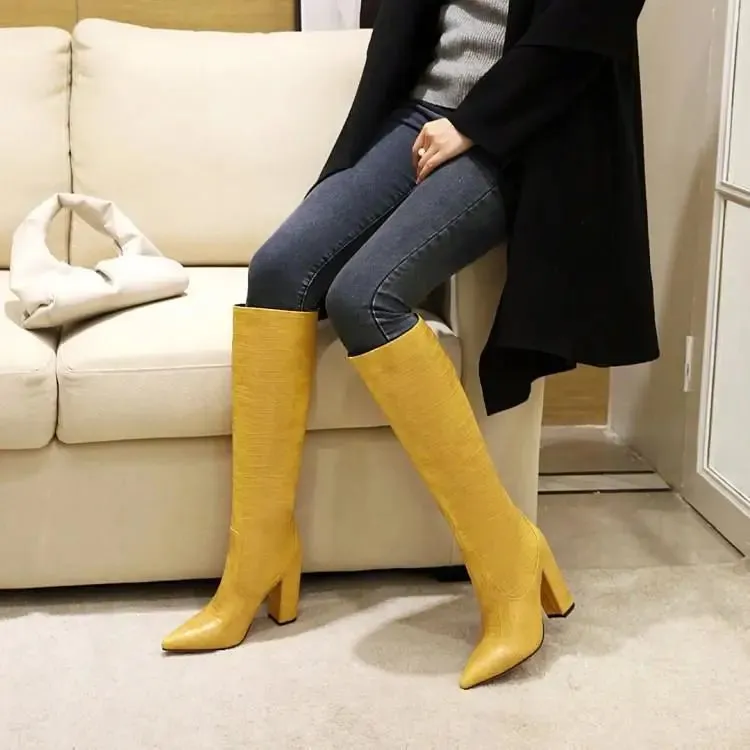 Pointed Super High Heel Snake Boots Women
