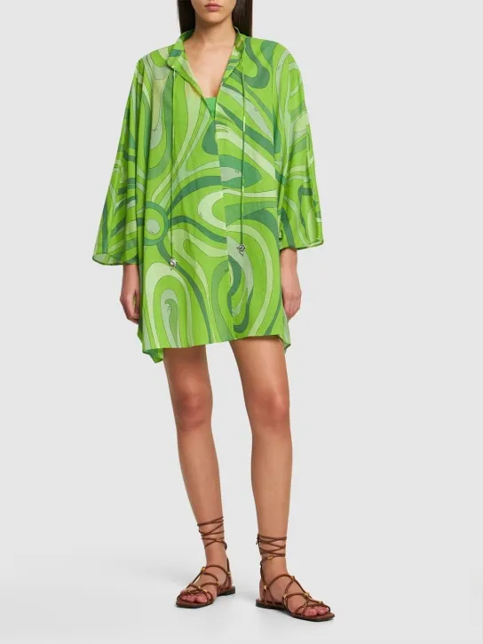 Pucci   Marmo printed voile mini kaftan dress 