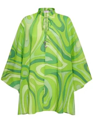 Pucci   Marmo printed voile mini kaftan dress 