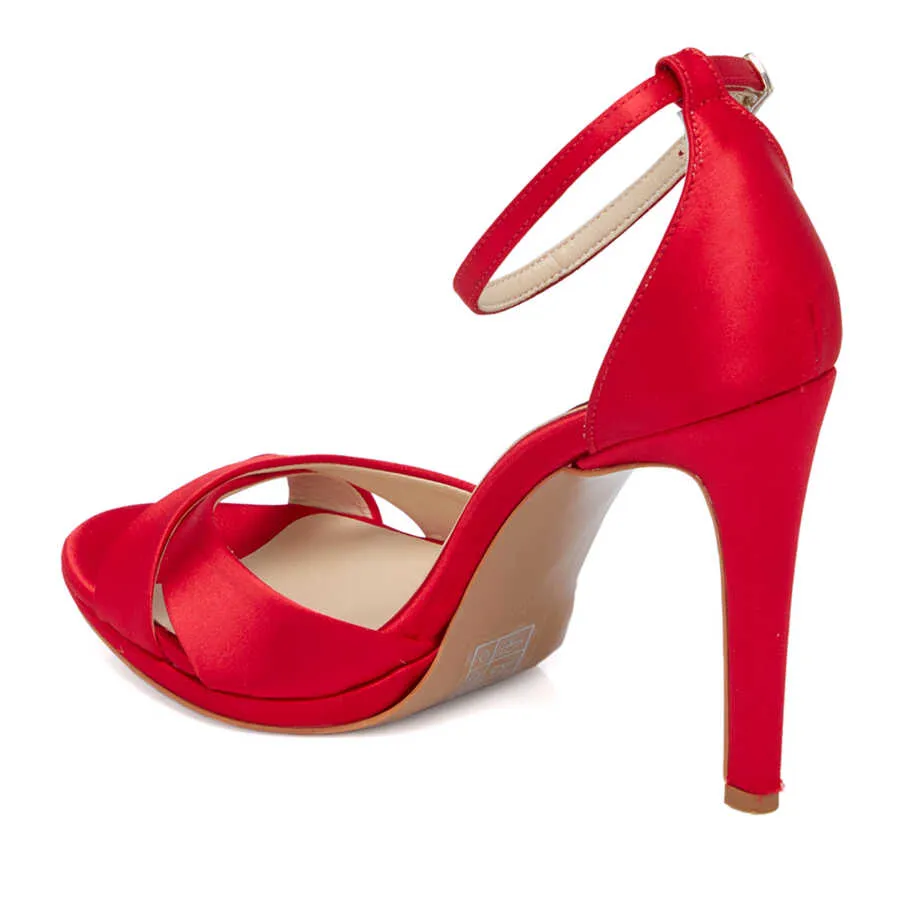 Red Textile Women's Evening Shoes - SCB-A67401
