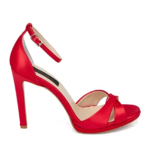 Red Textile Women's Evening Shoes - SCB-A67401