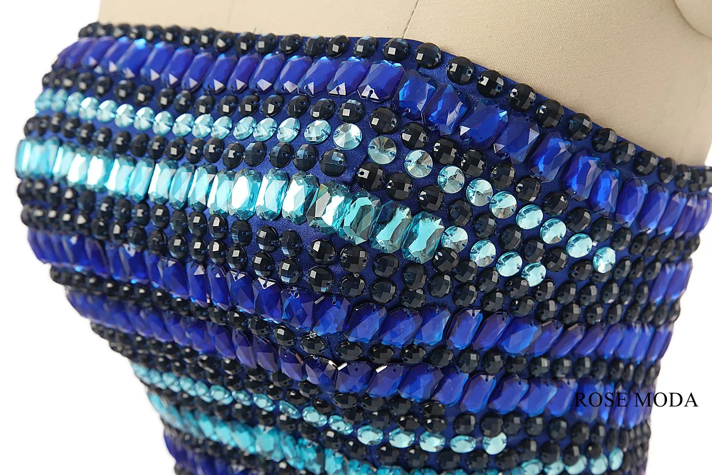 Rosemoda Crystal Blue Evening Dress