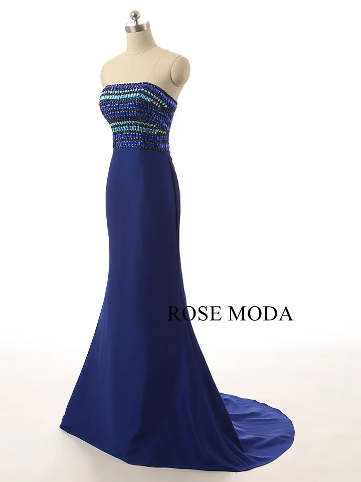 Rosemoda Crystal Blue Evening Dress