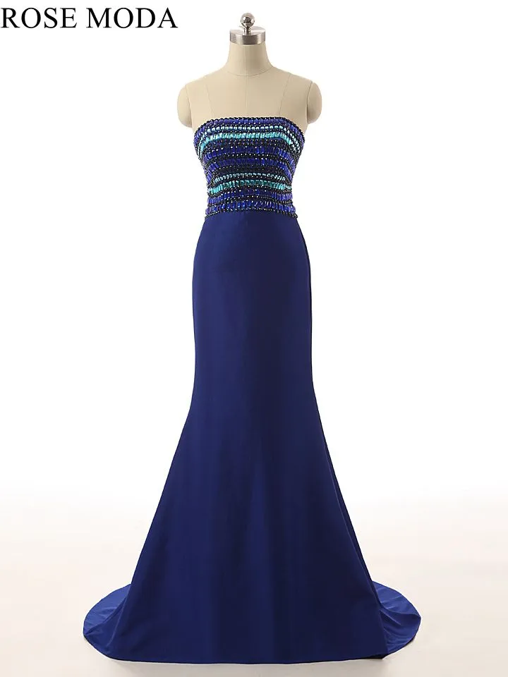Rosemoda Crystal Blue Evening Dress