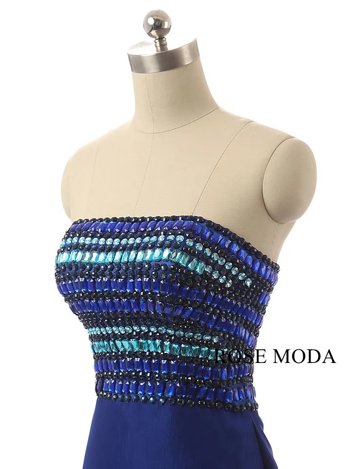 Rosemoda Crystal Blue Evening Dress