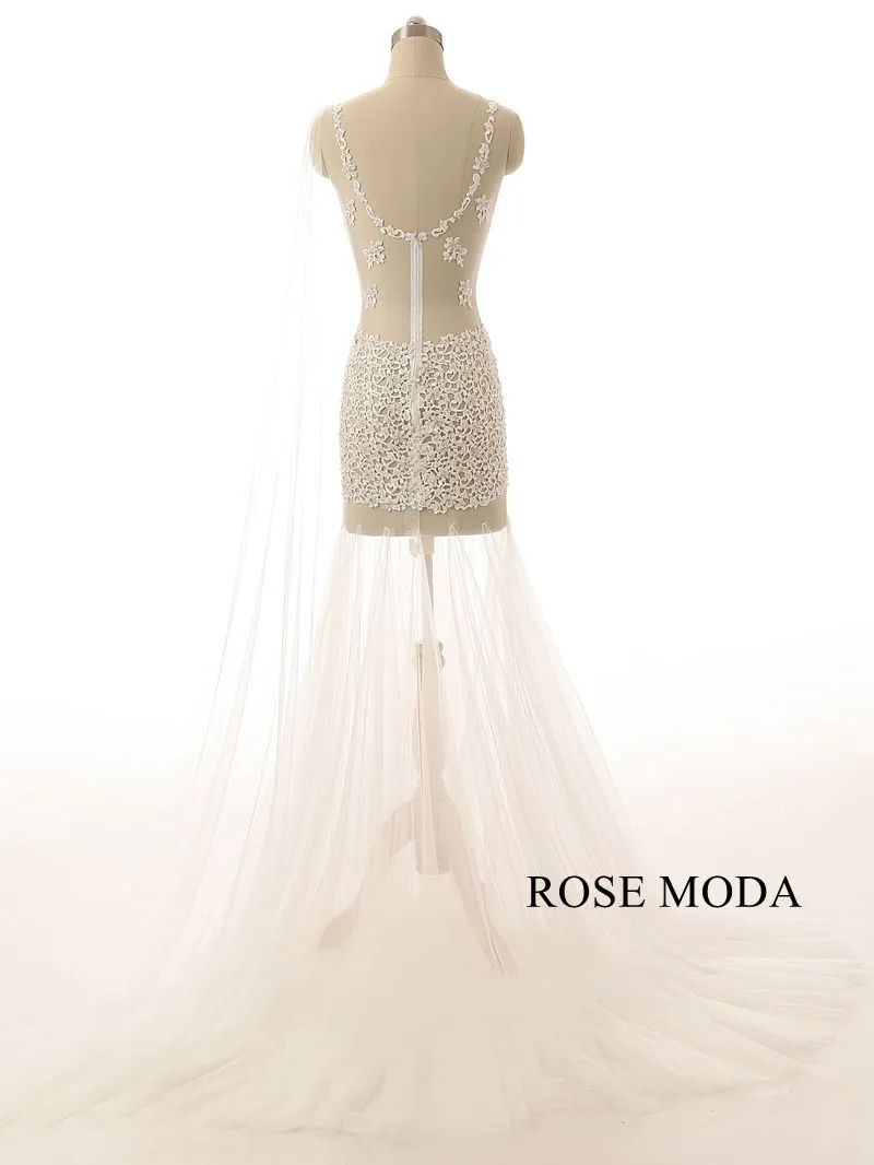 Rosemoda Lace Illusion Long Evening Dress